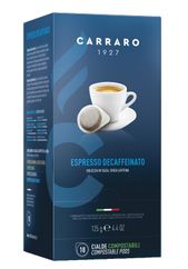 Carraro Espresso Decaffeinato, porciovaná káva 7g x 18ks